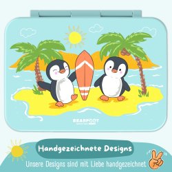 Bearfoot Compakt Madkasse - 950 ml - Tyrkis - Pingviner