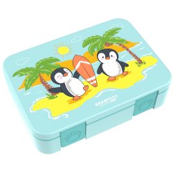 Bearfoot Compakt Madkasse - 950 ml - Tyrkis - Pingviner