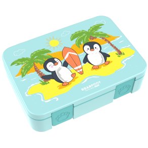 Bearfoot Compakt Madkasse - 950 ml - Tyrkis - Pingviner