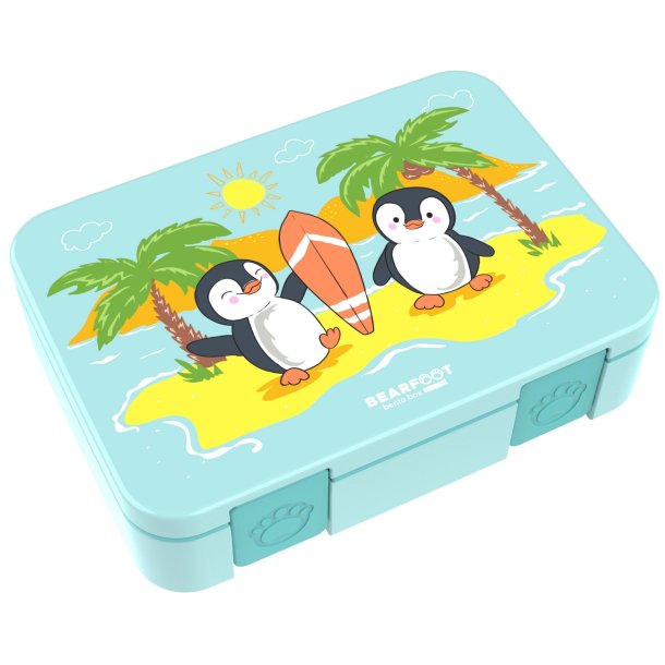Bearfoot Compakt Madkasse - 950 ml - Tyrkis - Pingviner
