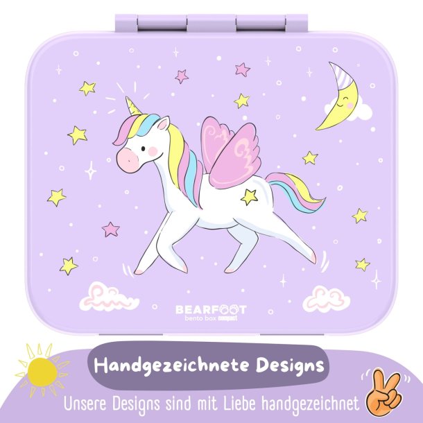 Bearfoot Compakt Madkasse - 1000 ml - Lyserd - Enhjrning 