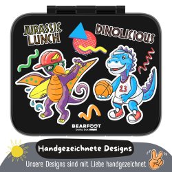 Bearfoot Compakt Madkasse - 1000 ml - Sort - Dinosaur