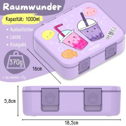 Bearfoot Compakt Madkasse - 1000 ml - Lyserd - Bubble tea