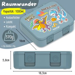Bearfoot Compakt Madkasse - 1000 ml - Bl - Dinosaur 