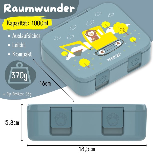 Bearfoot Compakt Madkasse - 1000 ml - Bl - Gravmaskine og Abe 