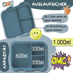 Bearfoot Compakt Madkasse - 1000 ml - Bl - Dinosaur 