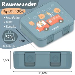 Bearfoot Compakt Madkasse - 1000 ml - Bl - Brandbil og Kaniner
