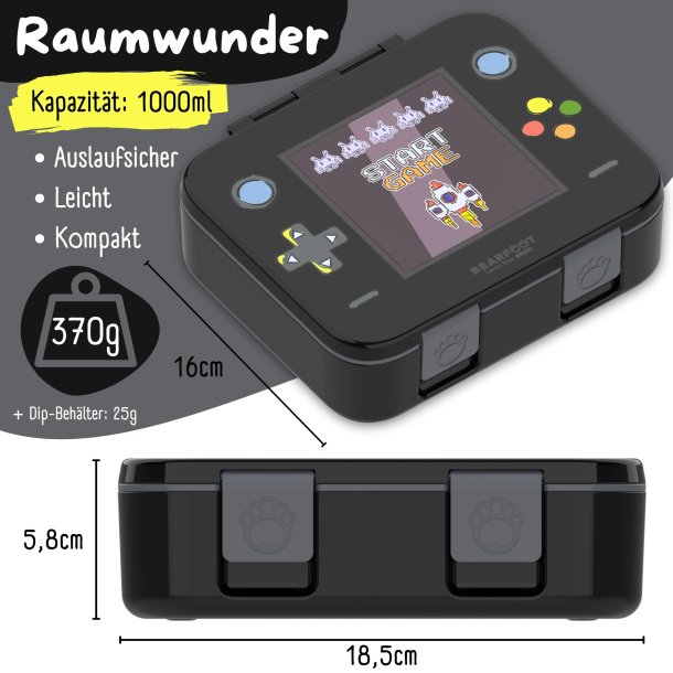 Bearfoot Compakt Madkasse - 1000 ml - Sort - Gamer