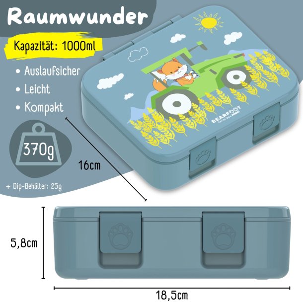  Bearfoot Compakt Madkasse - 1000 ml - Bl - Traktor