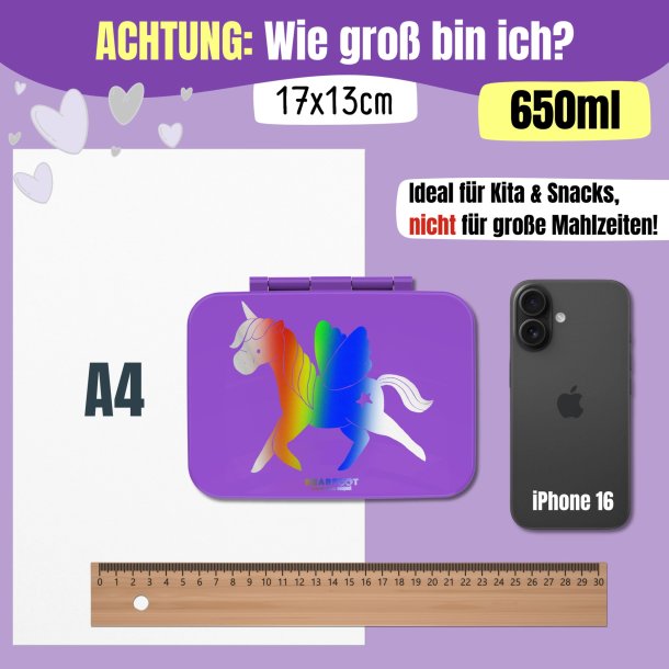 Bearfoot Compakt Mini Madkasse - 650 ml - Enhjrning - Glow 