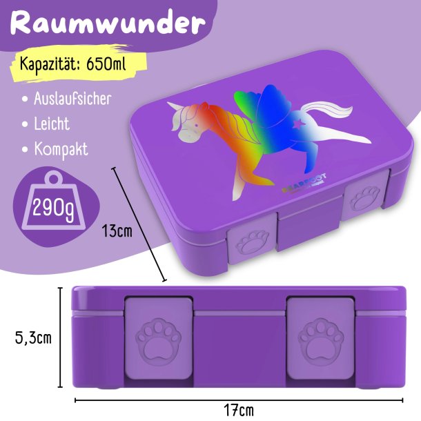 Bearfoot Compakt Mini Madkasse - 650 ml - Enhjrning - Glow 
