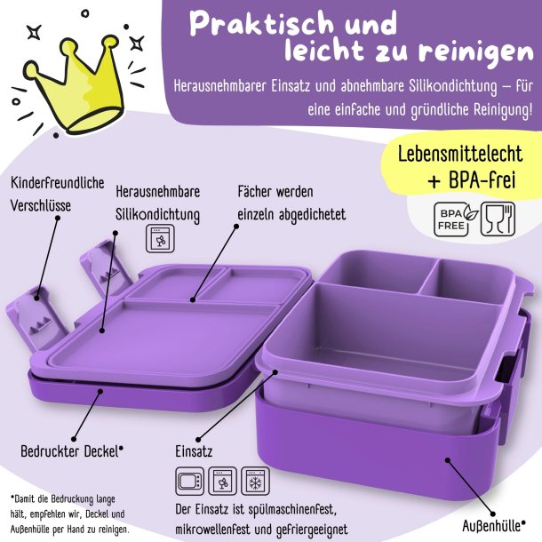 Bearfoot Compakt Mini Madkasse - 650 ml - Sommerfugl - Glow 