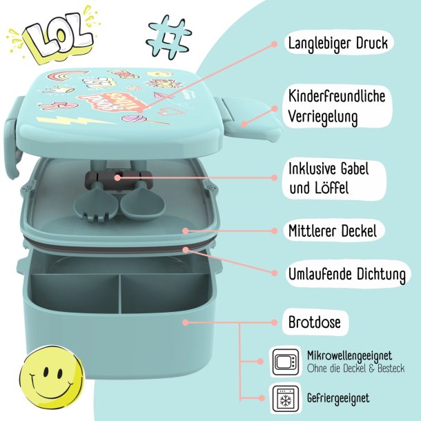 Bearfoot Madkasse med bestik - Tyrkis - Klistermrker
