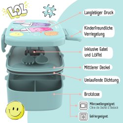 Bearfoot Madkasse med bestik - Tyrkis Bubble tea