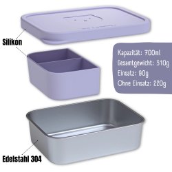 Bearfoot madkasse - Rustfri st�l - Lavendel - 700 ml