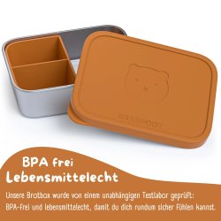 Bearfoot madkasse - Rustfri stl - Brun - 1200 ml 