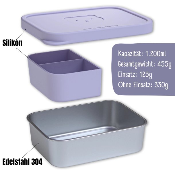 Bearfoot madkasse - Rustfri st�l - Lavendel - 1200 ml