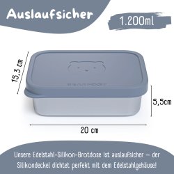 Bearfoot madkasse - Rustfri stl - Bl - 1200 ml