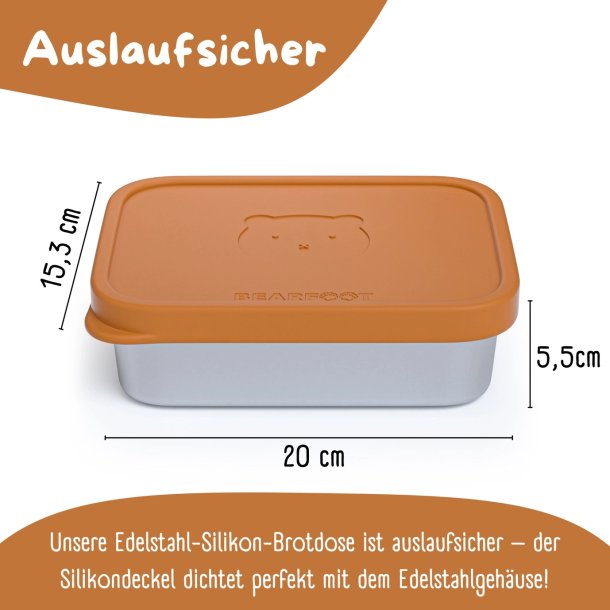 Bearfoot madkasse - Rustfri stl - Brun - 1200 ml 