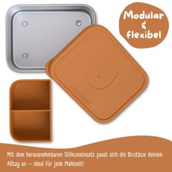 Bearfoot madkasse - Rustfri stl - Brun - 1200 ml 