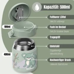 Bearfoot Termobeholder - Rustfri st�l - 500 ml - Salvie Koala 