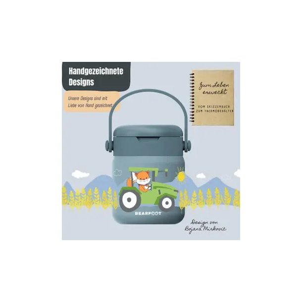 Bearfoot Termobeholder - Rustfri st�l - 500 ml - Bl� Traktor 