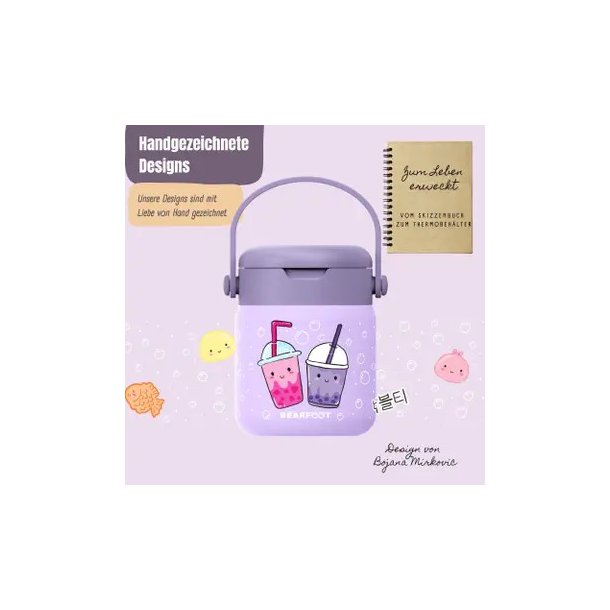 Bearfoot Termobeholder - Rustfri st�l - 500 ml - Lyser�d Bubble tea 