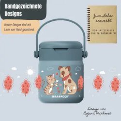 Bearfoot Termobeholder - Rustfri st�l - 500 ml - Bl� Hund og Kat 