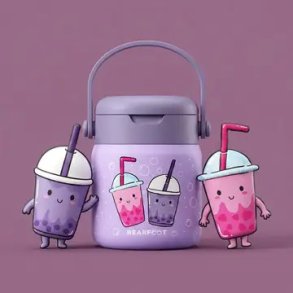 Bearfoot Termobeholder - Rustfri st�l - 500 ml - Lyser�d Bubble tea 