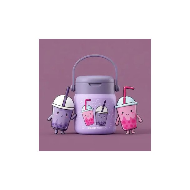 Bearfoot Termobeholder - Rustfri st�l - 500 ml - Lyser�d Bubble tea 