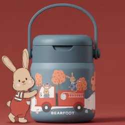 Bearfoot Termobeholder - Rustfri st�l - 500 ml - Bl� Brandbil og Kaniner 