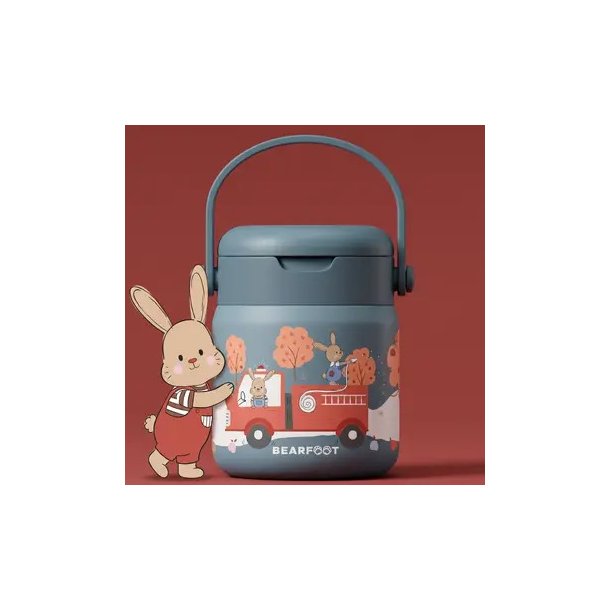 Bearfoot Termobeholder - Rustfri st�l - 500 ml - Bl� Brandbil og Kaniner 