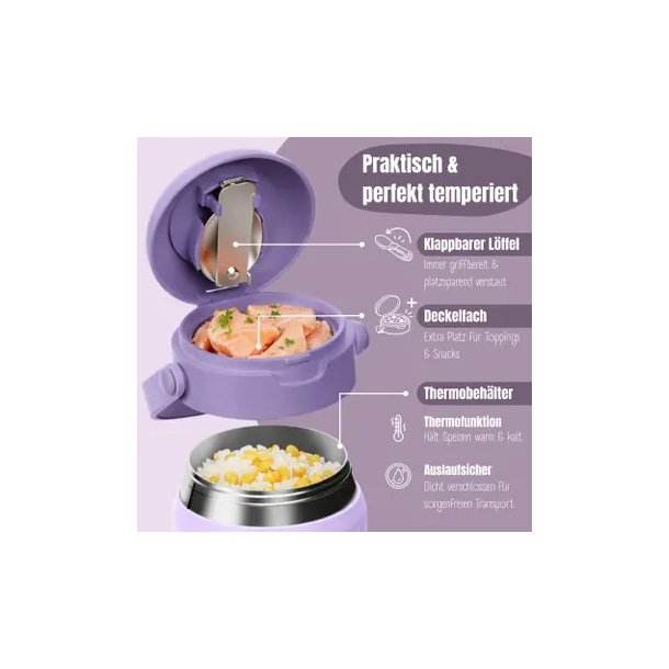 Bearfoot Termobeholder - Rustfri st�l - 500 ml - Lyser�d Enhj�rning 
