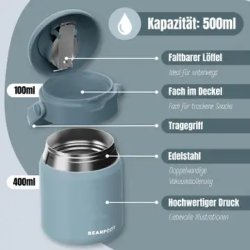 Bearfoot Termobeholder - Rustfri st�l - 500 ml - Bl�
