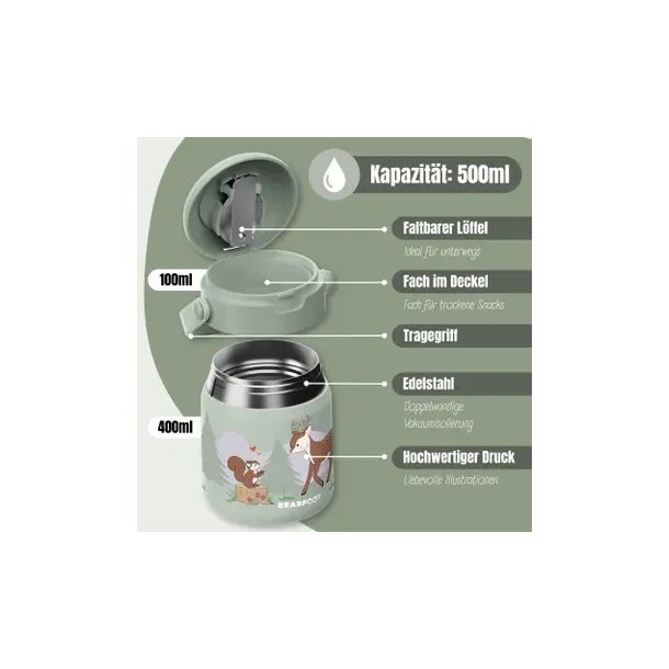Bearfoot Termobeholder - Rustfri st�l - 500 ml - Salvie R�dyr