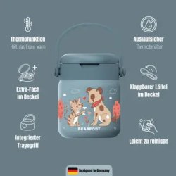 Bearfoot Termobeholder - Rustfri st�l - 500 ml - Bl� Hund og Kat 