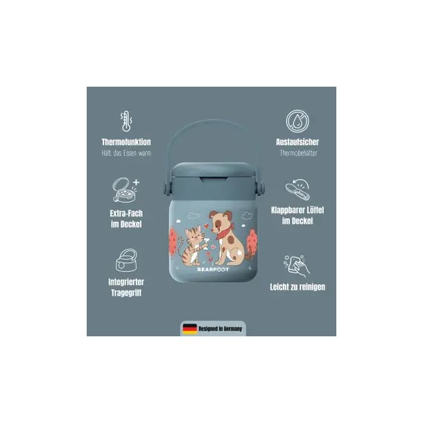Bearfoot Termobeholder - Rustfri st�l - 500 ml - Bl� Hund og Kat 