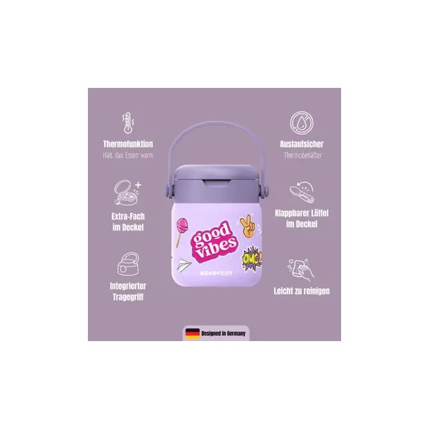 Bearfoot Termobeholder - Rustfri st�l - 500 ml - Lyser�d Klisterm�rker 