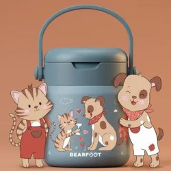 Bearfoot Termobeholder - Rustfri st�l - 500 ml - Bl� Hund og Kat 