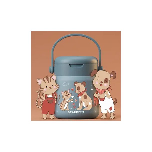 Bearfoot Termobeholder - Rustfri st�l - 500 ml - Bl� Hund og Kat 