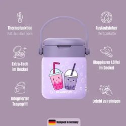 Bearfoot Termobeholder - Rustfri st�l - 500 ml - Lyser�d Bubble tea 