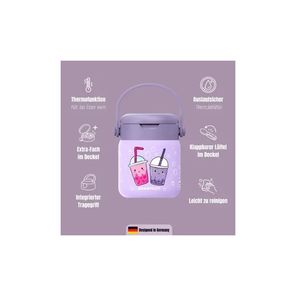 Bearfoot Termobeholder - Rustfri st�l - 500 ml - Lyser�d Bubble tea 