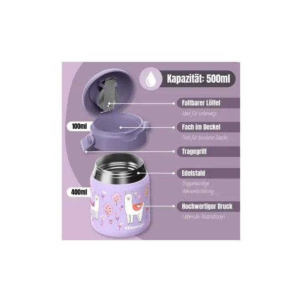 Bearfoot Termobeholder - Rustfri st�l - 500 ml - Lyser�d Lama 