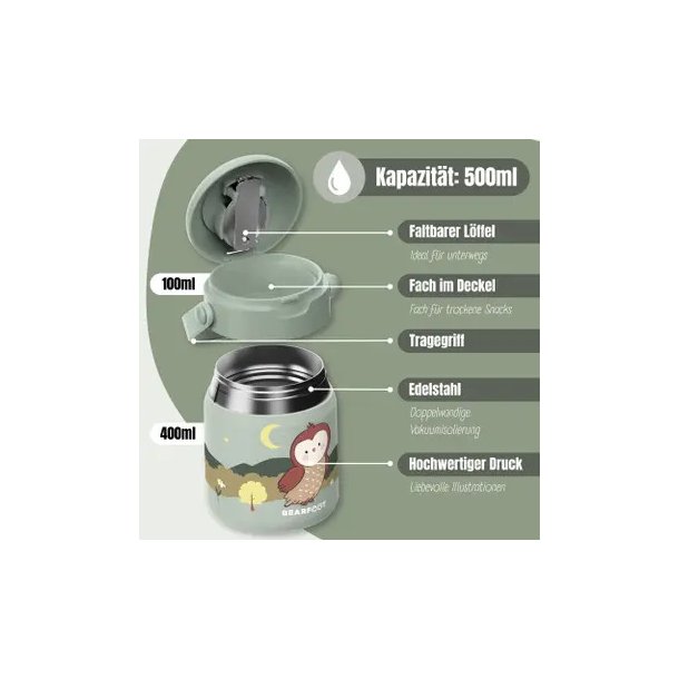 Bearfoot Termobeholder - Rustfri st�l - 500 ml - Salvie Ugle 