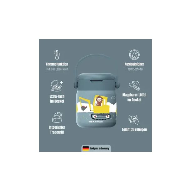 Bearfoot Termobeholder - Rustfri st�l - 500 ml - Bl� Gravmaskine og Abe 