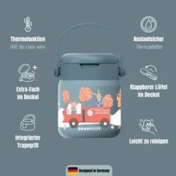 Bearfoot Termobeholder - Rustfri st�l - 500 ml - Bl� Brandbil og Kaniner 