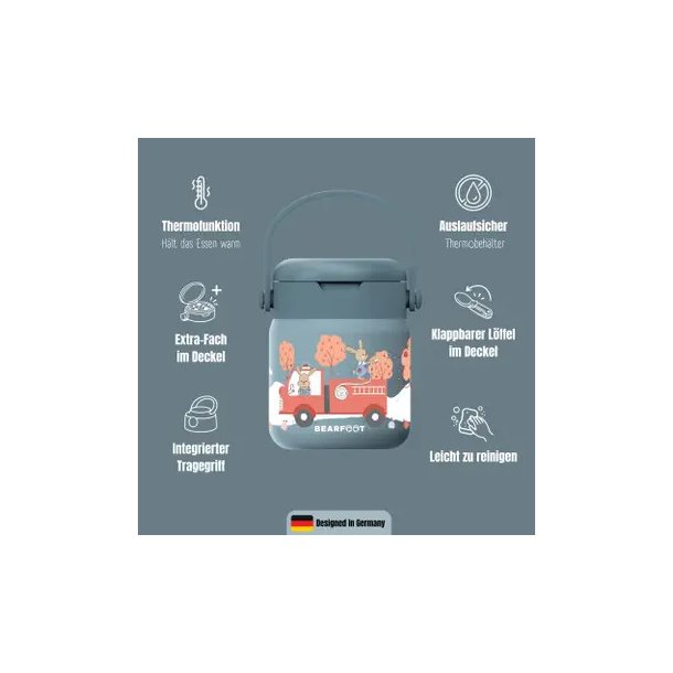 Bearfoot Termobeholder - Rustfri st�l - 500 ml - Bl� Brandbil og Kaniner 