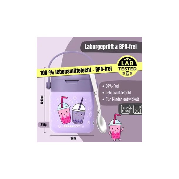 Bearfoot Termobeholder - Rustfri st�l - 500 ml - Lyser�d Bubble tea 