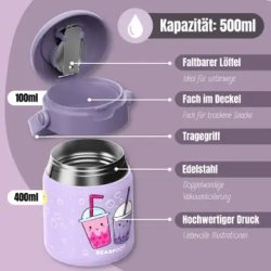 Bearfoot Termobeholder - Rustfri st�l - 500 ml - Lyser�d Bubble tea 