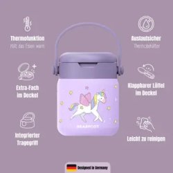 Bearfoot Termobeholder - Rustfri st�l - 500 ml - Lyser�d Enhj�rning 